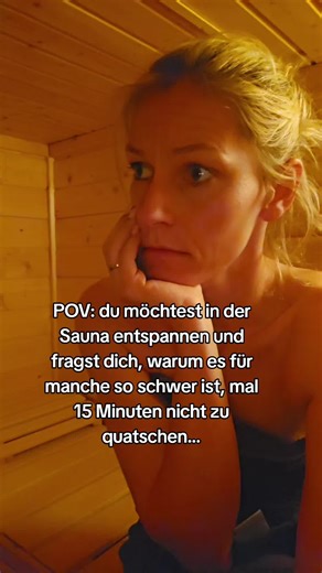 Ich sag euch ganz ehrlich: es stört mich so sehr... Wenn man mal ein paar Sätze kurz was quatscht, ok. Aber wenn sich das Gebrabbel über Minuten zieht, ist es einfach nur nervig. Ja, ich habe auch schon mal freundlich gefragt und das war gar kein Thema für das Gegenüber. Aber ich hab auch kein Bock jedes Mal draufhinzuweisen. Deswegen frage ich mich wirklich: ist es wirklich so schwer für manche, mal in der Sauna nicht zu quasseln und Rücksicht zu nehmen?? P.S. Bevor die ersten such gleich über 