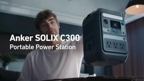 Anker Solar Generator SOLIX C300 with 60W Solar Panel, 288Wh Portable Power Station, 300W (600W Surge), LiFePO4 Battery, 140W Two-Way Fast Charging, for Outdoor Camping, Traveling, and Emergencies