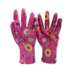 [Hot Item] Cheap Price Flower Print Nitrile Coated Garden Work Gloves