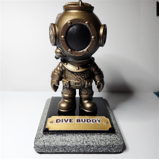 Antique Bronze Deep Sea Diver Figurine With Personalized Name Plate - Etsy