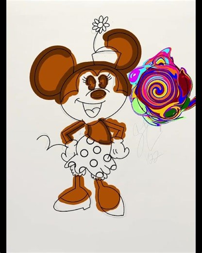 Coloring a Colorful Minnie Mouse 🎨🤎