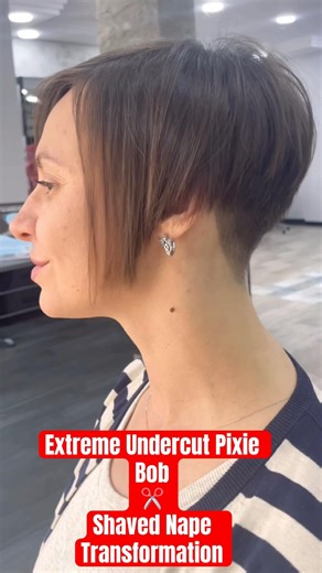 Extreme Undercut Pixie Bob ✂️ Shaved Nape Transformation #pixiecut #bobhaircut #hairtransformation