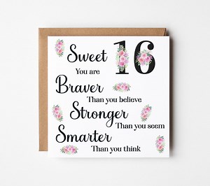Sweet 16 Birthday Card, Girls 16th Birthday Card, Personalised 16th Gift, Daughter Granddaughter Niece Friends Birthday, Sweet 16 for Her - Etsy Canada