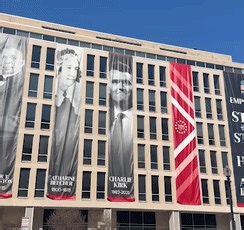 Banners of Martin Luther King JR, Charlie Kirk Unfurled at Department of Education in DC