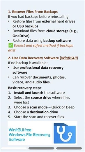 Recover lost files after reinstalling Windows. Here are the 3 methods #windows