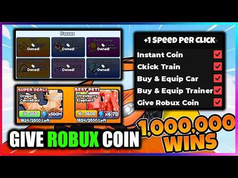 🎁 +1 Speed Per Click Script - Give Robux Coin, Free Gamepass