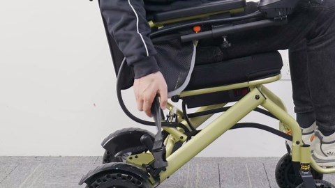 Ultra Lightweight Folding Electric Wheelchairs for Adults & Seniors, 33 lbs Airplane Aluminum, 15 Miles Range 360W Dual Motor Power Motorized Wheelchair, with Safety Light, Travel Friendly