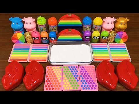 RAINBOW slime! Mixing random into GLOSSY slime!Relaxing Satisfying Slime Video #105