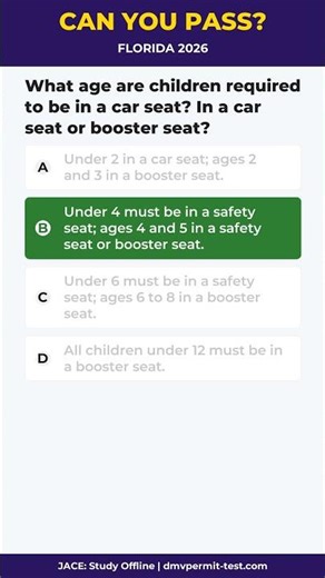 2026 FL DMV Q13: Car Seat Laws! 👶 | Florida CLASS E STUDY GUIDE #Shorts #JACE