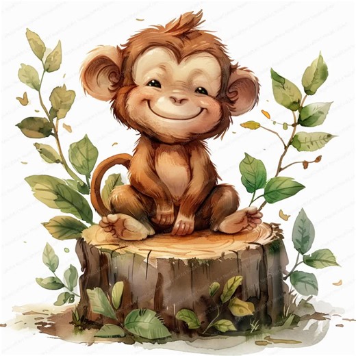 14 Cute and Funny Monkey Clipart Bundle | Funny Monkey Clipart | High Quality Jpgs | Digital Download | Paper Craft | Junk Journals - Etsy