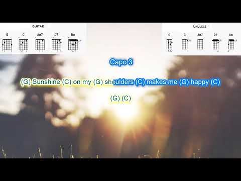Sunshine on my Shoulders by John Denver play along with scrolling guitar chords and lyrics