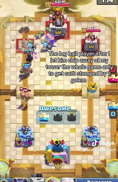 Comment if you run log bait and how many trophies you have bc no way ur real. #clashroyale #jynxzi #fff #golem