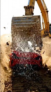Shocking! 🚨 Excavator CRUSHES a Ferrari Supercar! (You Won't Believe It)