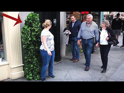 Do you think She Knows I'm right behind Her? Perfect Camouflage with Bushman Prank