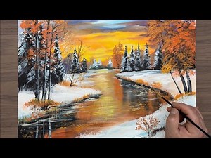 Autumn Meets Winter | Relaxing Acrylic Painting Process