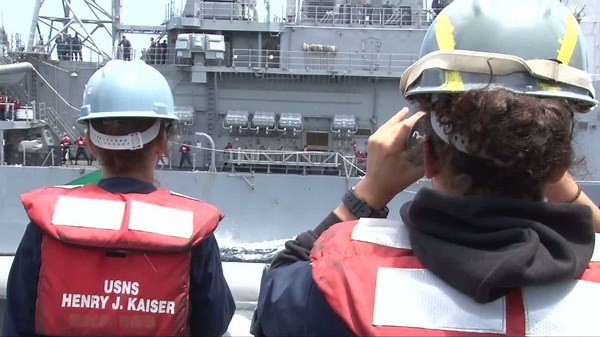 USS Princeton (CG59) Performs a Replenishment-at-sea (RAS)