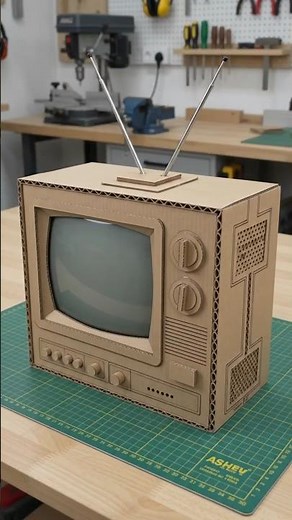 DIY Cardboard Retro TV 📺 | Amazing Vintage TV Build from trash#CardboardCraft #RetroTVBuild#shorts