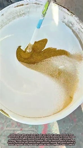 Scientific Mixing of Yellow Glitter into Paint Using a Mechanical Mixer