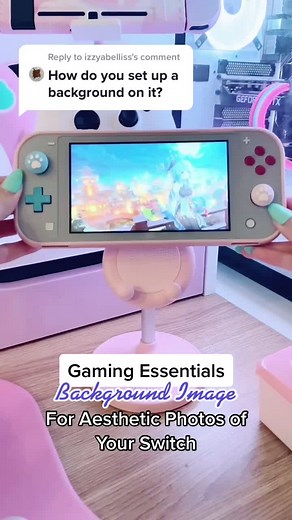 Reply to @izzyabelliss Background images on your Switch?? 👀 #genshinimpact #ganyu #nintendoswitch #pinkgaming #learnontiktok