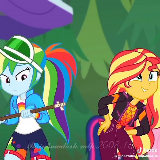 Arte de Sunset Shimmer e Rainbow Dash