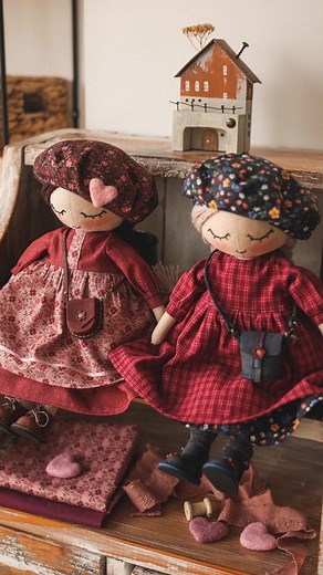 Handmade dolls • Doll sewing patterns & tutorials on Instagram: "So much love in every detail ♥️ I hope you will like these new dolls, guys! They are available for purchase on my website. Click the link in my profile to visit it. These babies are perfect for Valentine’s Day baskets 😉 #handmadedolls #valentinesdaygift"