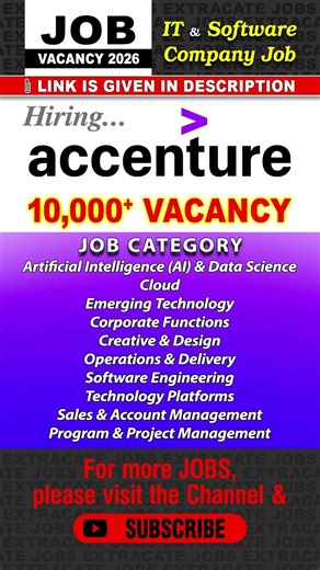 Accenture IT Company Job, New Vacancy, Job for Freshers, No Experience | Job Shorts 4 | April 2026