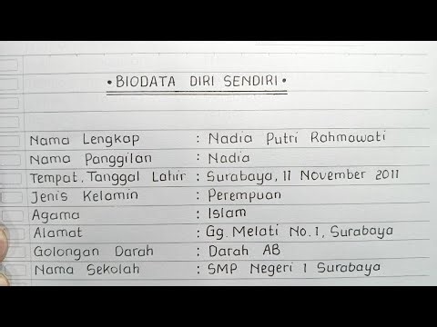 Example of Personal Biodata for Students in Indonesian - Handwriting