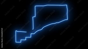 map of Mesquite in Nevada with a blue glowing neon effect