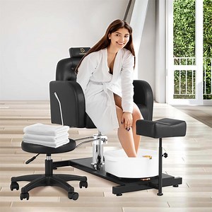 FAYEAN Adjustable Pedicure Station with Footrest and Stool, 360° Swivel No Plumbing Nail Salon Chair for Manicure Pedicure