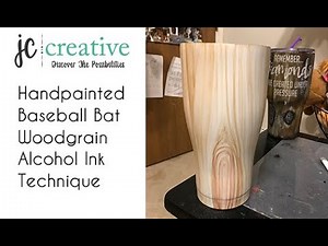 Baseball Woodgrain Tumbler. Hand painted with Alcohol Inks.