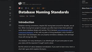 Database Naming Standards