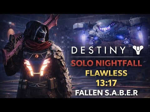 DESTINY 1 | Fallen S.A.B.E.R. SOLO FLAWLESS NIGHTFALL — Hunter Solar Build (13:17)