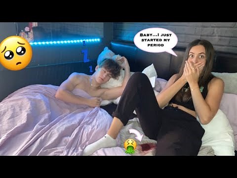 PERIOD PRANK ON BOYFRIEND! *cute reaction*