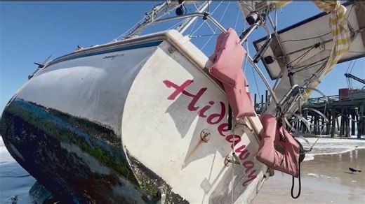 Sailboat stranded on Flagler Beach shore: How did it get there?