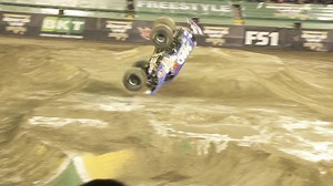 WHOA!! Watch the first ever front flip in Monster Jam history!! Lee O'Donnell pulled it off last night in VP Racing Fuel's Mad Scientist at Sam Boyd Stadium! | INDYCAR on FOX