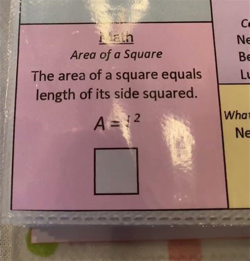 Classical Conversations Week 17 math area of a square chant