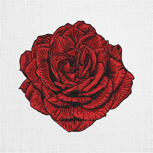 Red Rose Embroidery Applique: Floral Machine Embroidery Design (digital Download) - Etsy