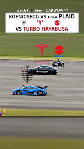 Koenigsegg vs Tesla Plaid vs Turbo Hayabusa — DRAG RACE
