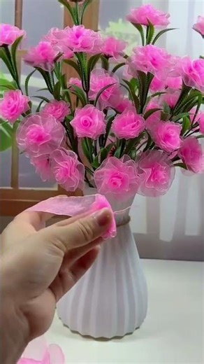 DIY Pink Ribbon Rose Flower | Handmade Gift Ideas Tutorial 🌸🎀