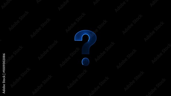 Question mark sign animation. Neon colored digital question mark. questions asking doubts confusing problems. 4K motion graphics animation.