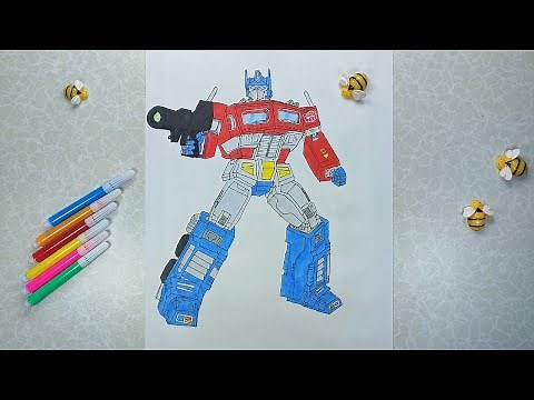 Drawing and Coloring Transformers Optimus Prime Leader of the Autobots - easy drawing step by step