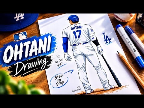 How to draw a baseball players Shohei Ohtani / Dodgers