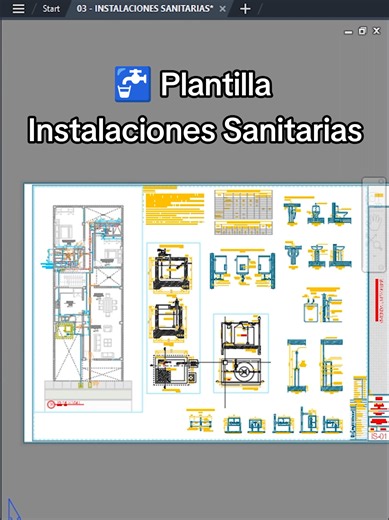 Plantilla Instalaciones Sanitarias AutoCAD – bloques agua y desagüe