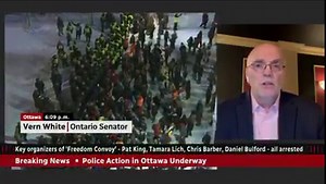 Police are clashing with protesters, making nearly 100 arrests and towing vehicles, as a massive operation to end a weeks-long blockade in Ottawa stretches into the night. Sen. Vernon White, a former Ottawa police chief, joins Power & Politics to talk about the police action and the federal government's use of the Emergencies Act. | CBC Politics