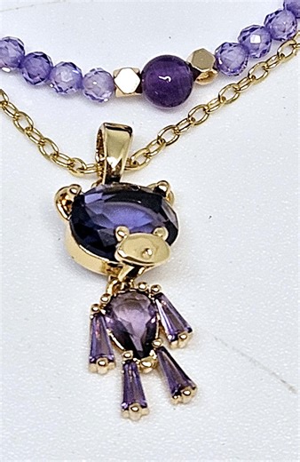 Amethyst Zircon Crystals Duo Necklaces; Gemstone Pendant Beaded Necklaces - Etsy Australia