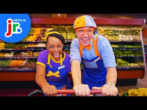 Blippi's Grocery Store Scavenger Hunt! 🛒🍎 Blippi's Job Show | Netflix Jr
