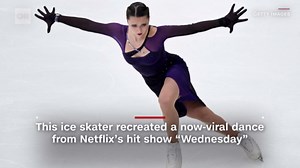 Russian figure skater recreates iconic 'Wednesday' dance during competition