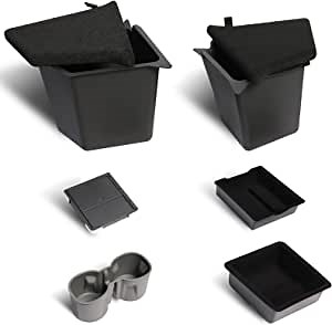 Trunk Storage Bins For Tesla Model Y,Center Console And Armrest Organizer Tray,Cup Holder,Waterproof Odorless Side Storage with Lids Interior 2020-2022 Accessories 5 Seater