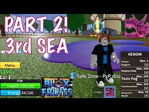 Noob LVL1 gets VENOM FRUIT reach 3rd SEA(700-1500) in BLOX FRUITS