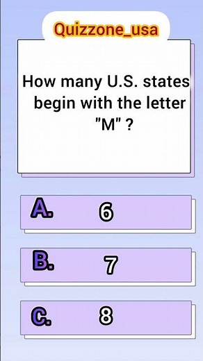How many U.S. States begin with the letter "M" ? #usa #usa #quiz #shorts #youtubeshorts